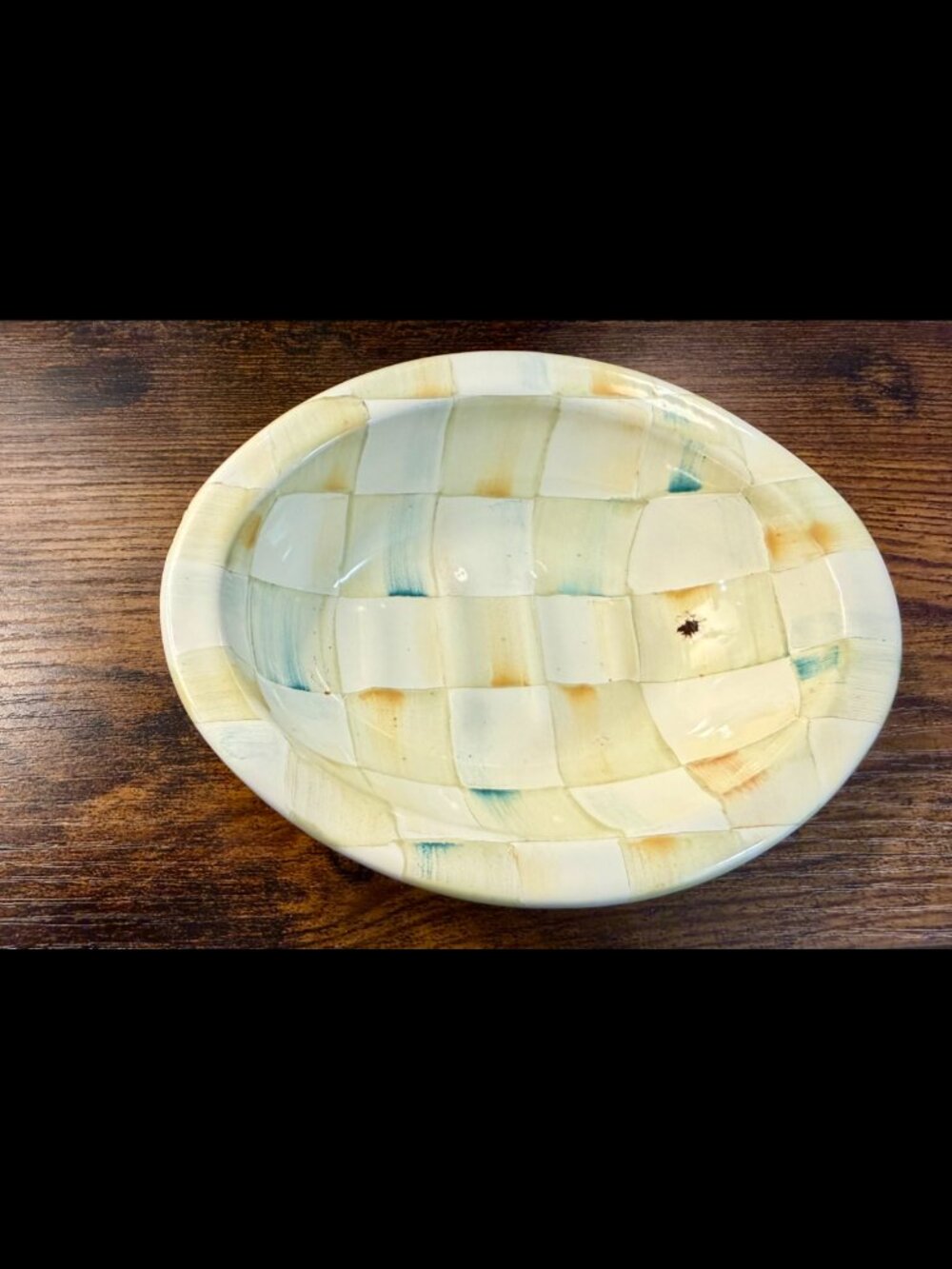MacKenzie-Childs - RETIRED Parchment Check - Oval Enamel Soap Dish